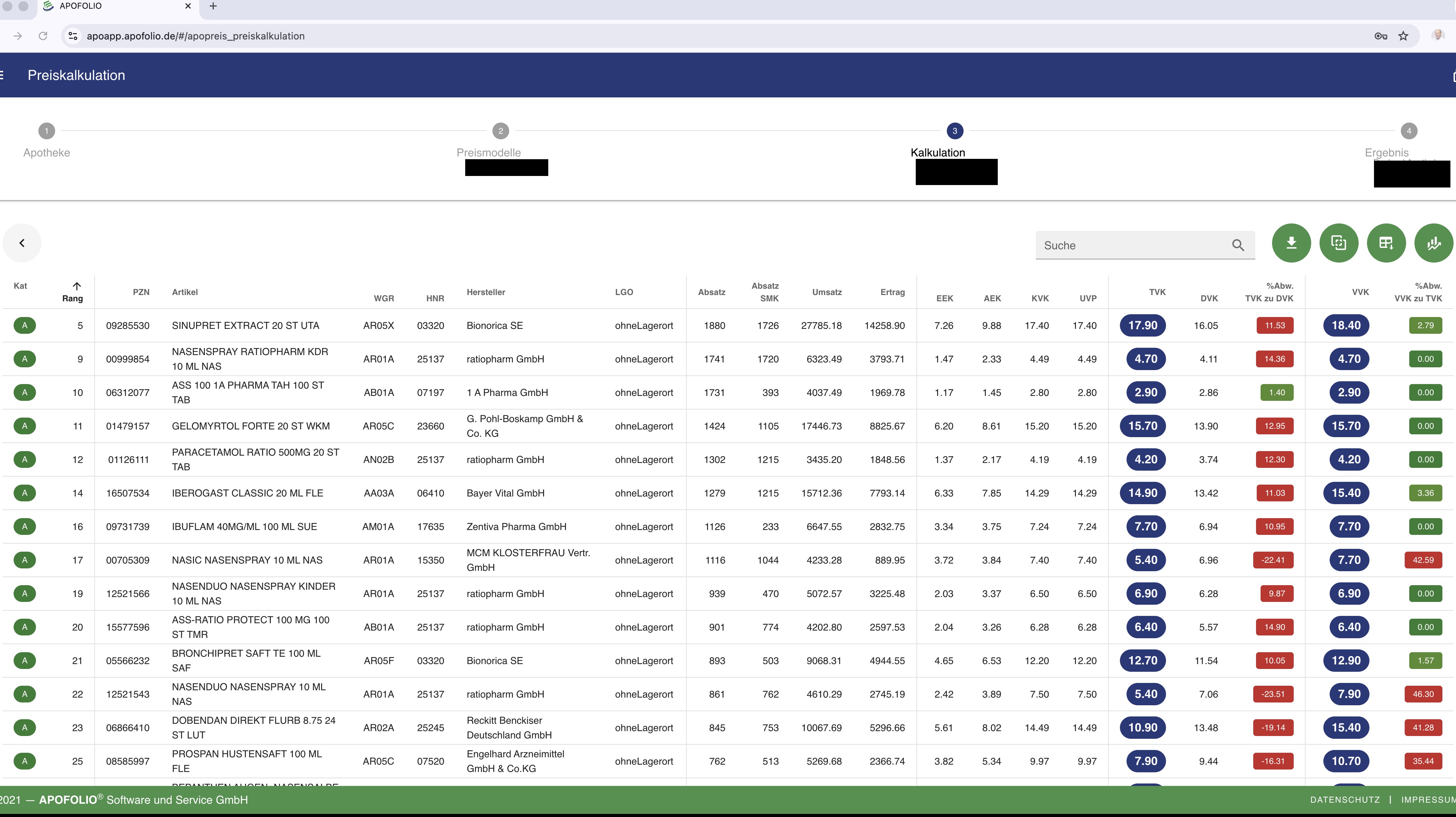 apoPreis Preiskalkulation